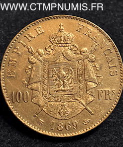 100 FRANCS OR NAPOLEON III 1869 BB STRASBOURG