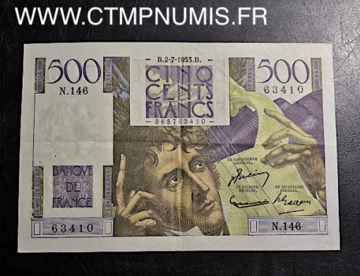 BILLET 500 FRANCS CHATEAUBRIAND 2 JUILLET 1953