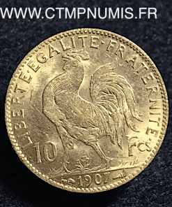 10 FRANCS OR COQ 1907 SUP