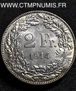 SUISSE 2 FRANCS ARGENT HELVETIA 1914 BERNE SPL