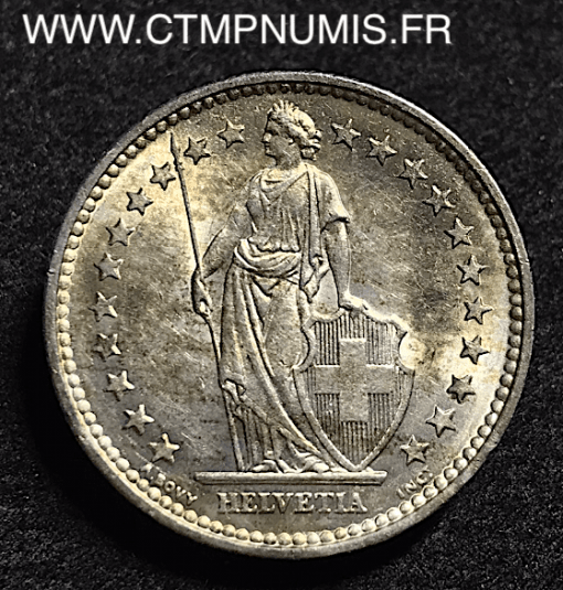 SUISSE 2 FRANCS ARGENT HELVETIA 1914 BERNE SPL