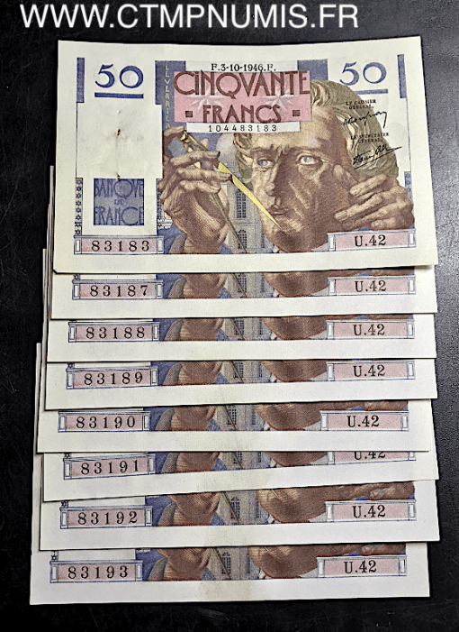 BILLET 50 FRANCS LEVERRIER  DU 3 OCTOBRE 1946