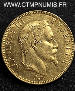100 FRANCS OR NAPOLEON III TETE LAUREE 1869 PARIS