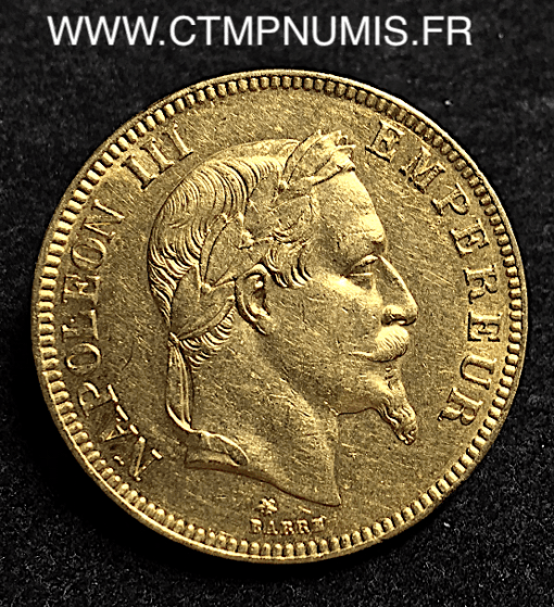 100 FRANCS OR NAPOLEON III TETE LAUREE 1869 PARIS