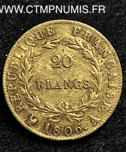 20 FRANCS OR NAPOLEON EMPEREUR 1806 A PARIS