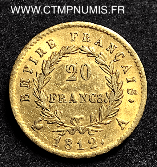 20 FRANCS OR NAPOLEON EMPIRE 1812 A PARIS