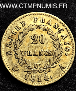 20 FRANCS OR NAPOLEON I° EMPIRE 1814 A PARIS