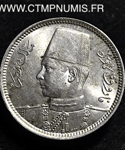 GYPTE 2 PIASTRES ARGENT FAROUK 1939 SPL