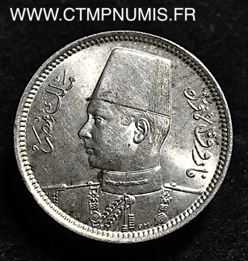 GYPTE 2 PIASTRES ARGENT FAROUK 1939 SPL