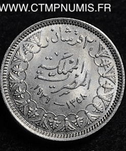 GYPTE 2 PIASTRES ARGENT FAROUK 1939 SPL