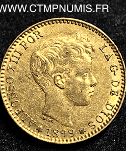 ESPAGNE 20 PESETAS OR ALPHONSE XIII 1899 (99) TTB