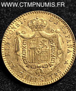 ESPAGNE 20 PESETAS OR ALPHONSE XIII 1899 (99) TTB