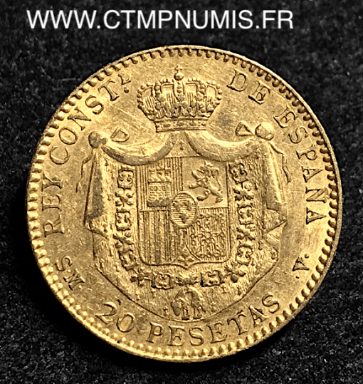 ESPAGNE 20 PESETAS OR ALPHONSE XIII 1899 (99) TTB