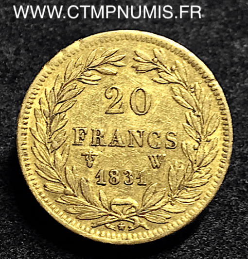 20 FRANCS OR LOUIS PHILIPPE I° 1831 W LILLE