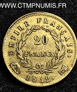 20 FRANCS OR NAPOLEON I° EMPEREUR 1812 R ROME