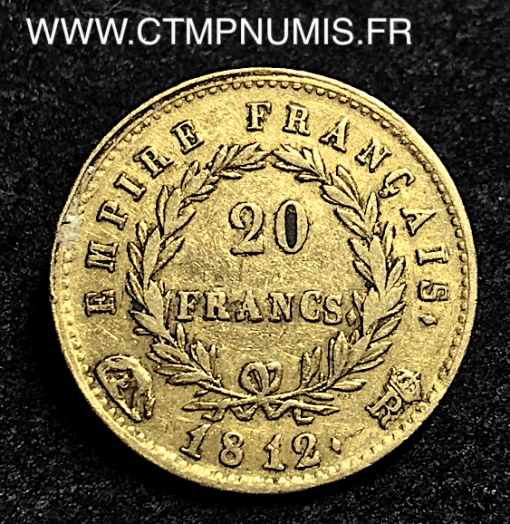 20 FRANCS OR NAPOLEON I° EMPEREUR 1812 R ROME