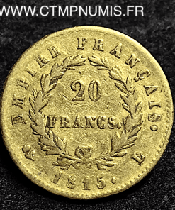 20 FRANCS OR NAPOLEON CENT-JOURS 1815 BAYONNE