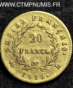 20 FRANCS OR NAPOLEON  CENT-JOURS 1815 BAYONNE