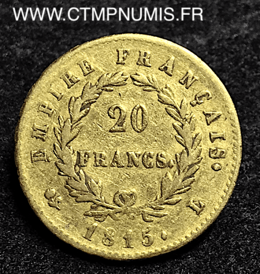 20 FRANCS OR NAPOLEON CENT-JOURS 1815 BAYONNE