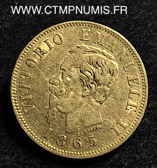 ITALIE 10 LIRE OR VICTOR EMMANUEL II 1865 T TURIN