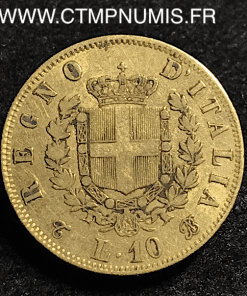 ITALIE 10 LIRE OR VICTOR EMMANUEL II 1865 T TURIN