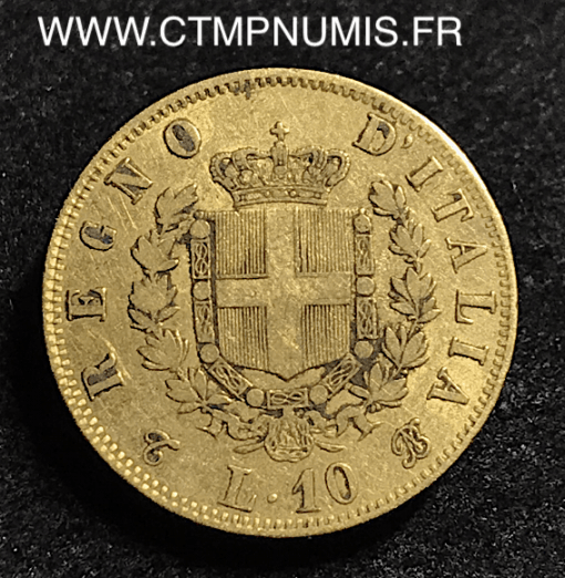 ITALIE 10 LIRE OR VICTOR EMMANUEL II 1865 T TURIN