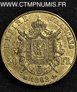 50 FRANCS OR NAPOLEON III 1862 BB STRASBOURG