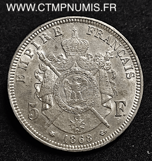 5 FRANCS ARGENT NAPOLEON III 1868 A PARIS