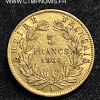 5 FRANCS OR NAPOLEON III TETE LAUREE 1864 A PARIS