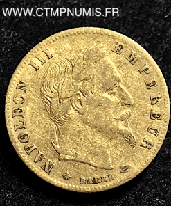 5 FRANCS OR NAPOLEON III TETE LAUREE 1864 A PARIS