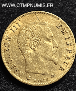 5 FRANCS OR NAPOLEON TETE NUE 1860 STRASBOURG