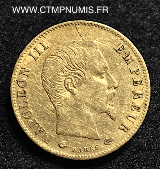 5 FRANCS OR NAPOLEON TETE NUE 1860 STRASBOURG