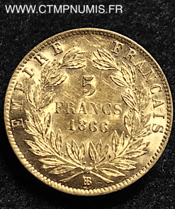 5 FRANCS OR NAPOLEON III 1866 BB STRASBOURG