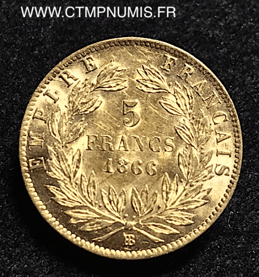 5 FRANCS OR NAPOLEON III 1866 BB STRASBOURG