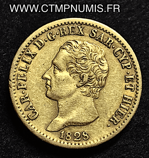 ITALIE 20 LIRE OR CHARLES FELIX 1828 TURIN