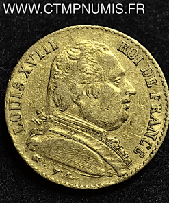 20 FRANCS OR LOUIS XVIII HABILLE 1814 L BAYONNE