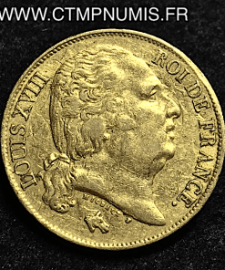 20 FRANCS OR LOUIS XVIII BUSTE NU 1818 L BAYONNE