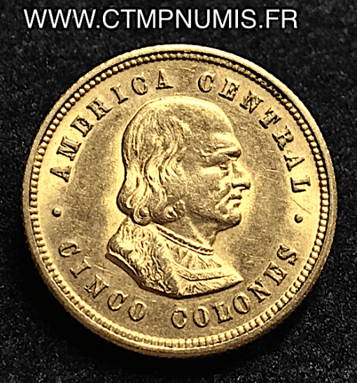 COSTA RICA 5 COLONES OR CHRISTOPHE COLOMB 1899