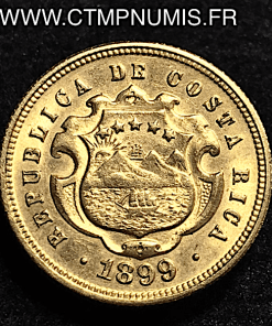 COSTA RICA 5 COLONES OR CHRISTOPHE COLOMB 1899