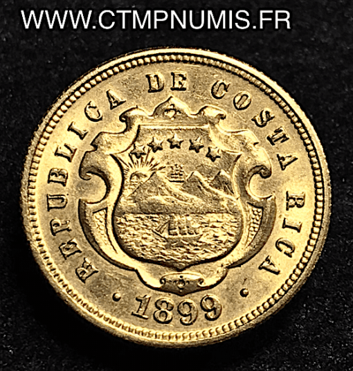 COSTA RICA 5 COLONES OR CHRISTOPHE COLOMB 1899