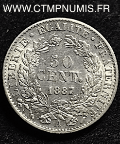 50 CENTIMES ARGENT CERES 1887A PARIS TTB+/SUP