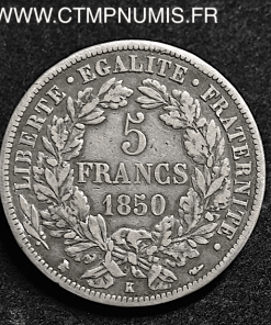 5 FRANCS CERES ARGENT 1850 K BORDEAUX