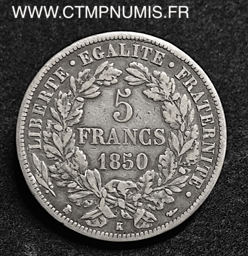 5 FRANCS CERES ARGENT 1850 K BORDEAUX