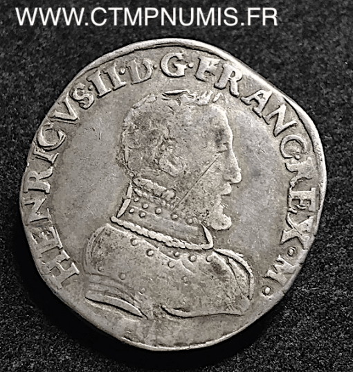 HENRI II TESTON BUSTE CUIRASSE ARGENT 1556 D LYON