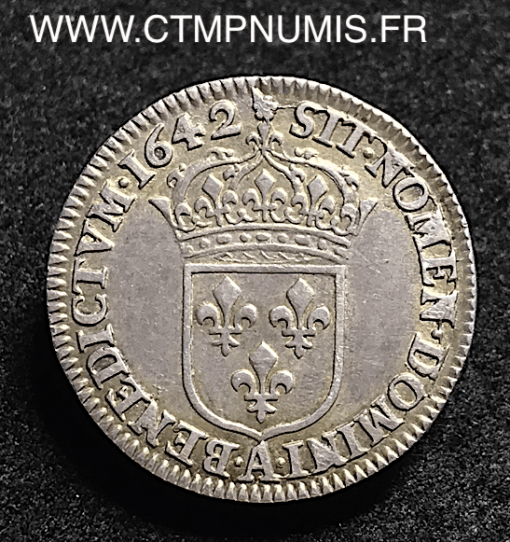 LOUIS XIII 1/12 ECU 2° POINCON DE WARIN 1642 A PARIS