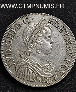 LOUIS XIV 1/2 ECU ARGENT MECHE COURTE 1644 PARIS