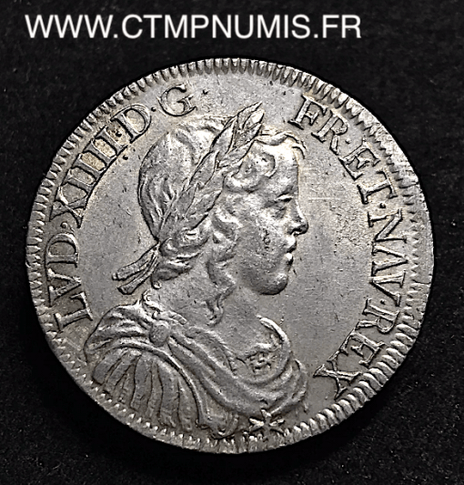 LOUIS XIV 1/2 ECU A LA MECHE LONGUE 1649 A PARIS