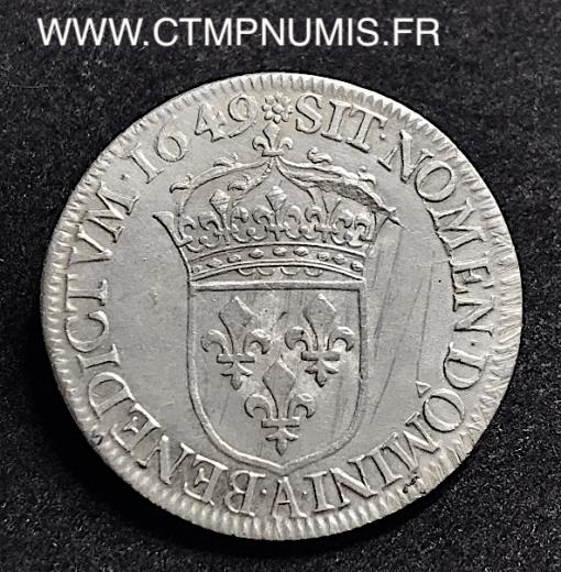 LOUIS XIV 1/2 ECU A LA MECHE LONGUE 1649 A PARIS