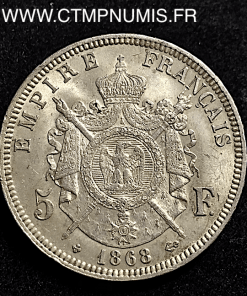 5 FRANCS ARGENT NAPOLEON III 1868 BB STRASBOURG