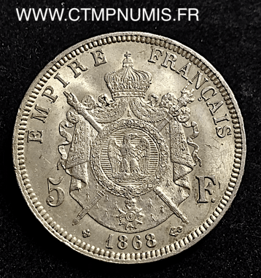 5 FRANCS ARGENT NAPOLEON III 1868 BB STRASBOURG